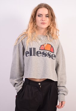 Vintage Ellesse Crop Sweatshirt Jumper Grey