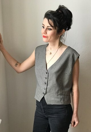 VINTAGE MONOCHROME GINGHAM WAISTCOAT