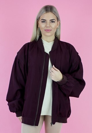 90S SILK MAROON BOMBER OVERSIZED JACKET