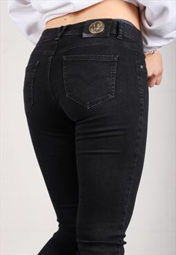 Vintage Versace Jeans in Black Y2K Denim Skinny Pants W28