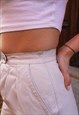 WHITE REAL LEATHER HIGH RISE EXTRA LONG LEG TROUSERS