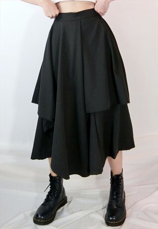 BLACK A-LINE ASYMMETRIC SKIRT