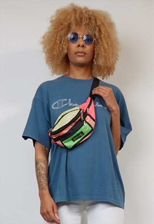 VINTAGE 80'S NEON BLOCK COLOUR BUM BAG