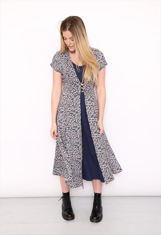 VINTAGE 90S FLORAL PRINT MIDI DRESS