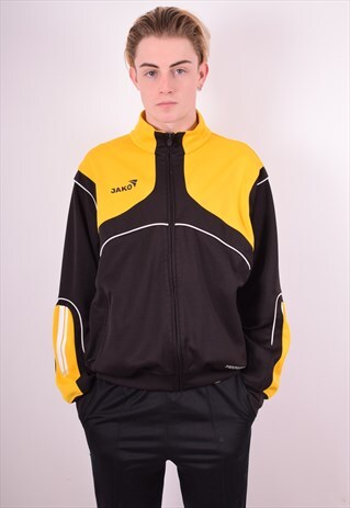 MENS VINTAGE TRACKSUIT TOP JACKET LARGE YELLOW 90'S