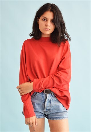 90'S RETRO OVERSIZED KNIT MINIMALIST SILK JUMPER TOP