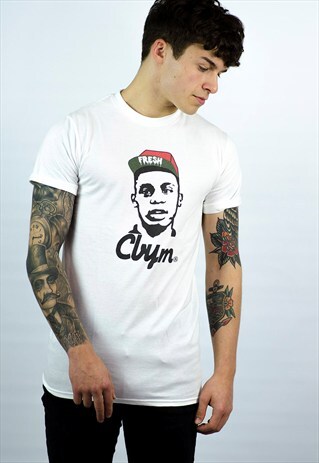 WHITE T-SHIRT WITH 90'S RETRO FRESH PRINT TO THE FRONT