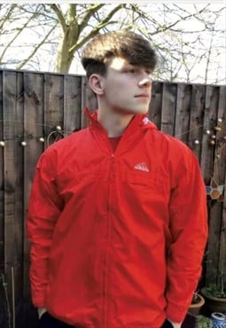 Red and silver 90s to Y2k Adidas waterproof jacket 
