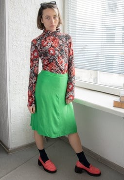 Vintage 70's Midi Green A Line CLARISSA Skirt
