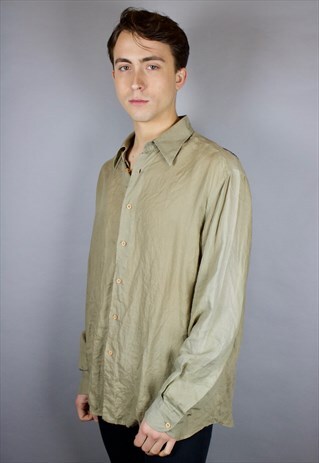 RARE VINTAGE MOSCHINO LINEN BLEND SHIRT WITH BACK LOGO