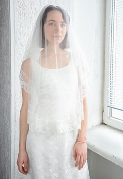 Vintage White Mesh Wedding Veil
