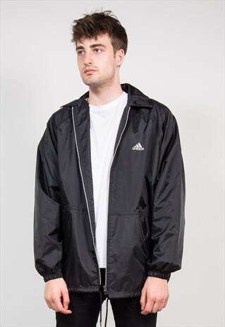 VINTAGE 90'S BLACK LINED ADIDAS WINDBREAKER