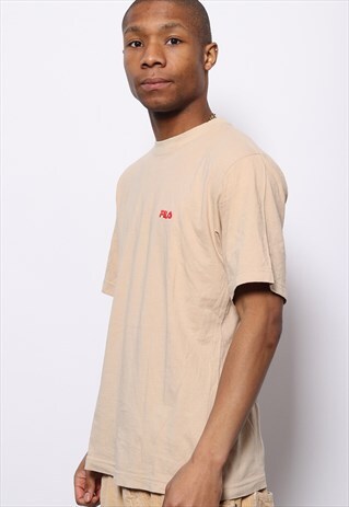 VINTAGE FILA LOGO T-SHIRT BEIGE