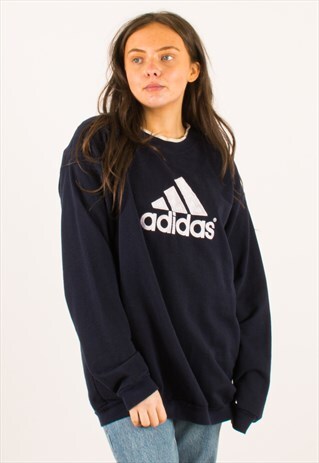 VINTAGE 90S NAVY ADIDAS EQUIPMENT CREWNECK SWEATSHIRT LARGE