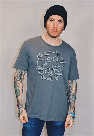 TED BAKER GREY BIG PRINT T SHIRT TEE