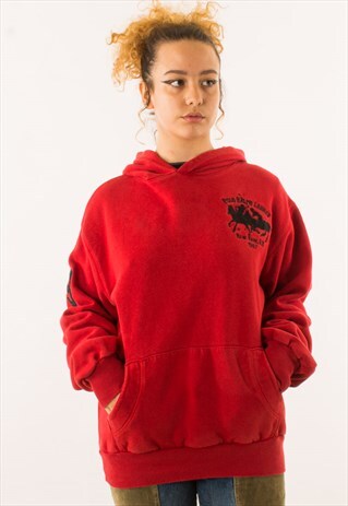 VINTAGE RED POLO RALPH LAUREN HOODIE PULLOVER