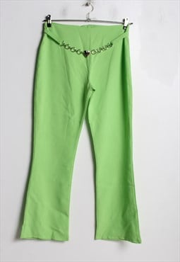Vintage Y2k Stretch Flare Fit Trousers Low Rise Green