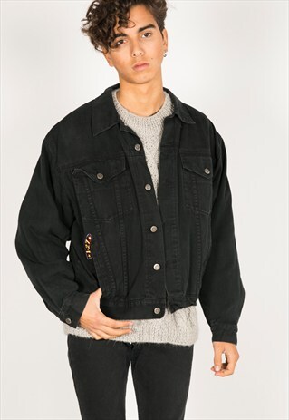 VINTAGE 80S WRANGLER PATCHED DENIM JACKET / R1057