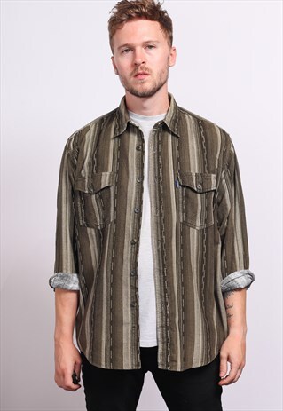 VINTAGE CORDUROY CORD STRIPED SHIRT