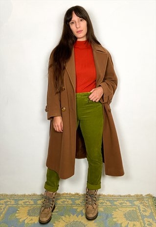 VINTAGE 70'S CAMEL WOOL MAXI PEA COAT