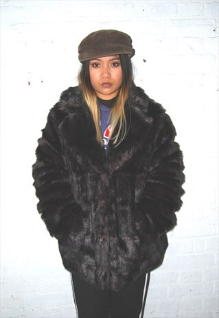 FAUX FUR COAT (1990'S/BROWN)