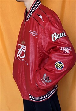 NASCAR Rare Leather Jacket Reversible Racing Bomber Unisex
