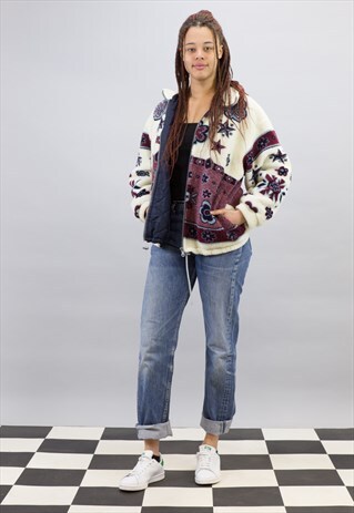 VINTAGE BORG FLEECE ZIP-UP SWEATER