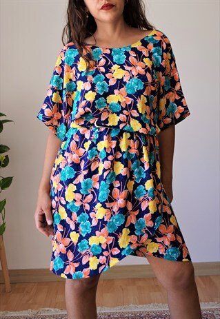 VINTAGE ELEGANT PARTY BRIDESMAID EVENING FLORAL DRESS