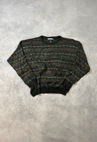 VINTAGE ABSTRACT KNITTED JUMPER PATTERNED GRANDAD SWEATER