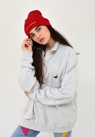 G&G UNISEX ASH 1/4 ZIP GOOSE SWEAT