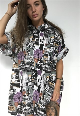 PATTERNED OVERSIZED RETRO VINTAGE UNISEX FESTIVAL SHIRT