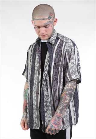 VINTAGE ABSTRACT CRAZY PRINT SHIRT