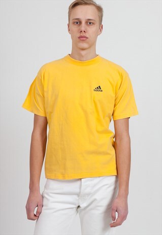 90S VINTAGE YELLOW ADIDAS CREW NECK SHORT SLEEVE T-SHIRT