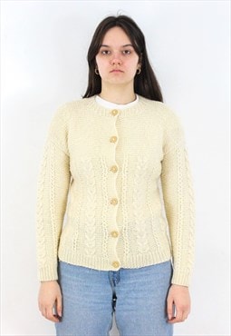 Wool Cardigan Sweater Fisherman Jumper Cable Knit Jacket Top