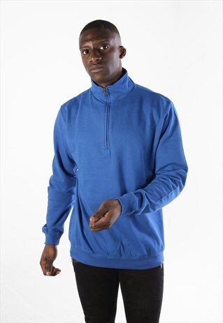1/4 ZIP FUNNEL NECK JUMPER FLEECE PULLOVER - BLUE