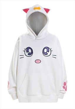 Anime hoodie retro Kawaii pullover Japanese cartoon jumper