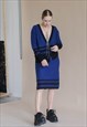 VINTAGE 80S FORMAL DEEP V BUTTON UP STRIPED SKIRT SUIT IN M