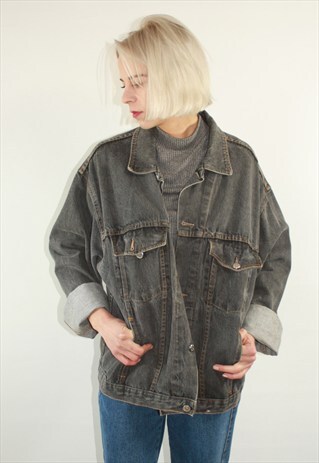 VINTAGE 90' GREY UNISEX DENIM JACKET