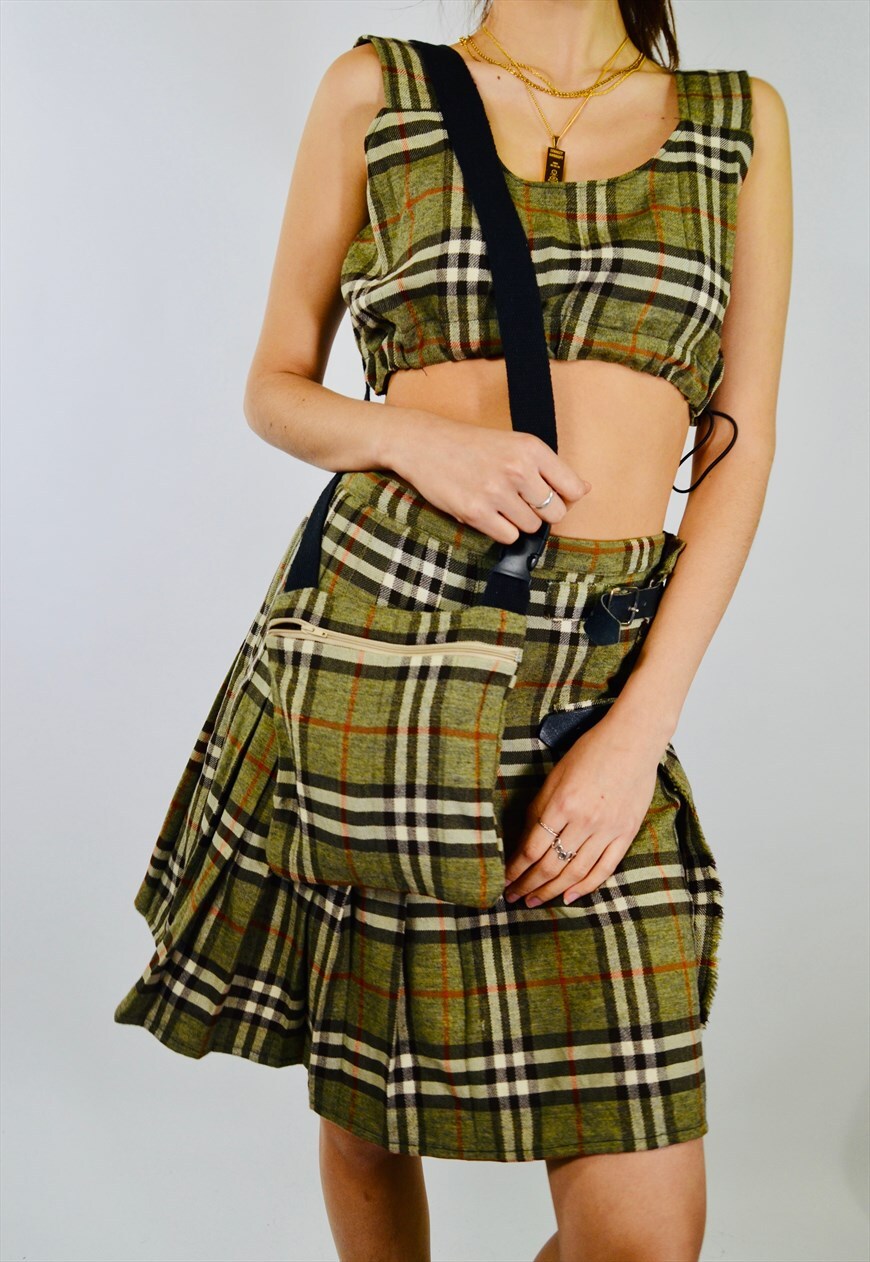 reworked burberry skirt