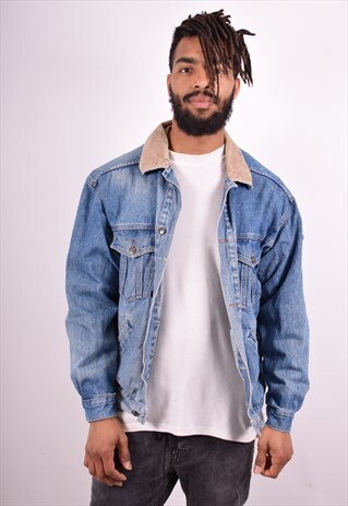 MENS VINTAGE DENIM JACKET LARGE BLUE 90S