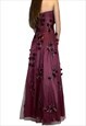 MAROON VINTAGE BALL GOWN EVENING PROM DRESS