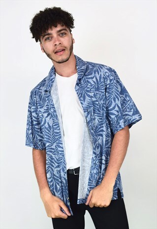 VINTAGE 90'S COLUMBIA BLUE FLORAL SHIRT