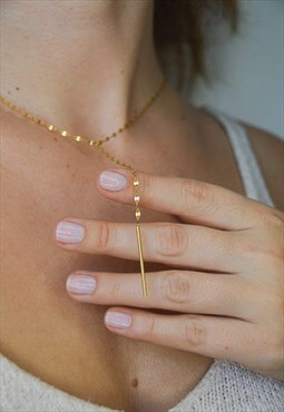 Gold Bar Cleavage Necklace