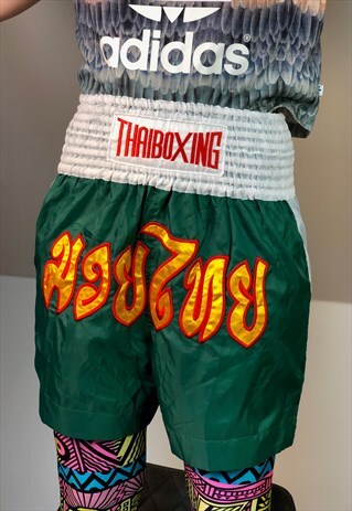 THAILAND BOX GREEN RUNNING SHORTS 90S VINTAGE