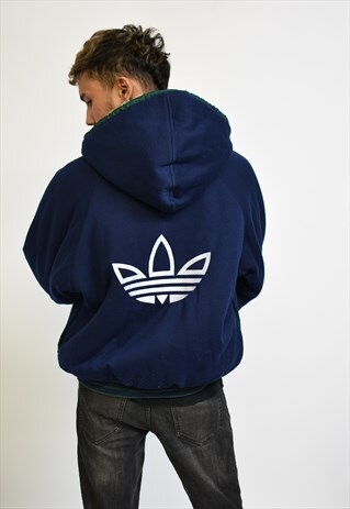 Adidas 90s Vintage Reversible Hooded Bomber Jacket Adidas 90s Vintage Reversible Hooded Bomber Jacket