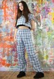 DRAWSTRING TROUSERS & CROP TOP CO-ORDINATES IN BLUE CHECK