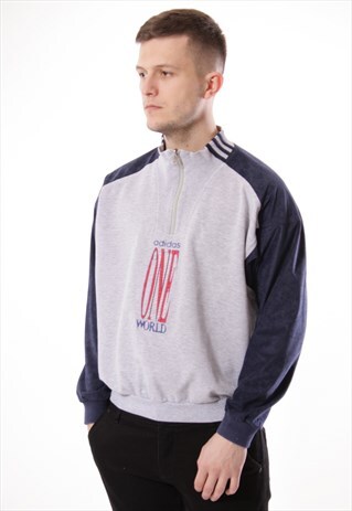 VINTAGE ADIDAS VTG RARE 1/4 ZIP QUARTER SWEATSHIRT JUMPER