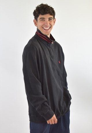 VINTAGE 90S BLACK RALPH LAUREN ZIP UP SWEATSHIRT
