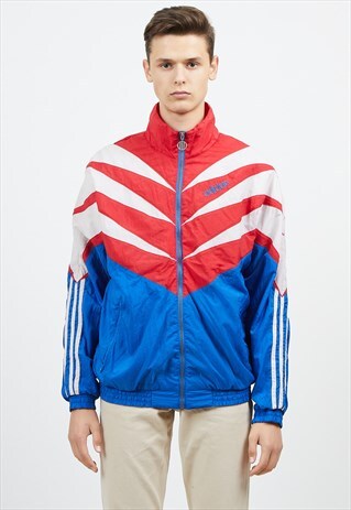 VINTAGE BLUE RED ADIDAS ZIP TRACK JACKET