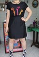 Vintage 90s Black Monochrome Formal Mini Shift Sheath Dress